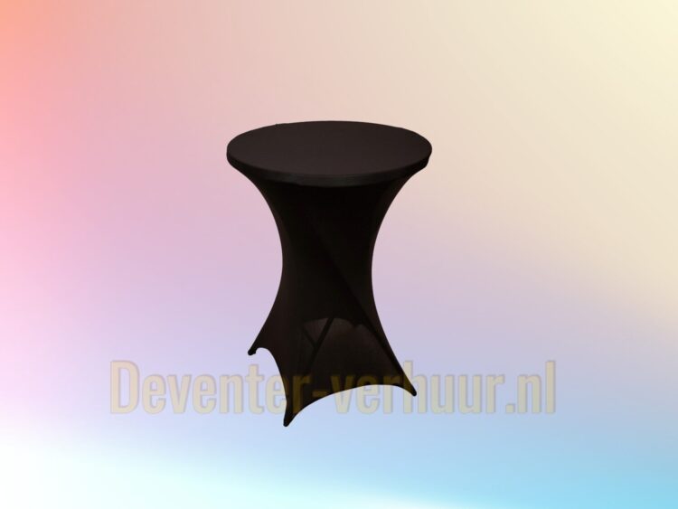 Horeca statafel met zwarte rok huren in Deventer voor verjaardag.